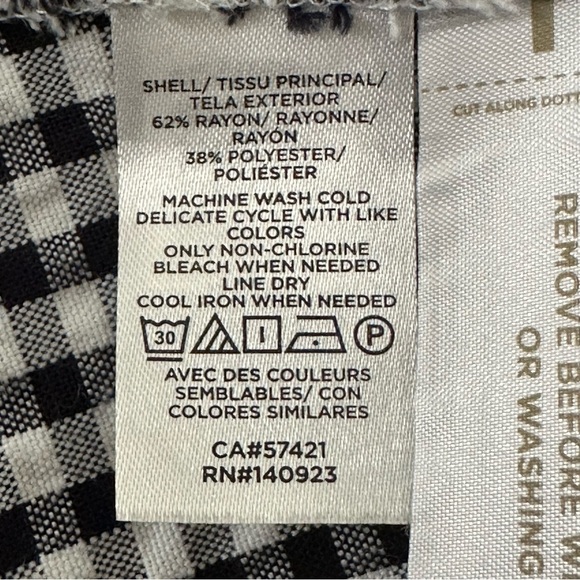 LOFT Black & White Gingham Crossover Back MIDI Dress Pockets Sleeveless Summer S - Picture 14 of 16